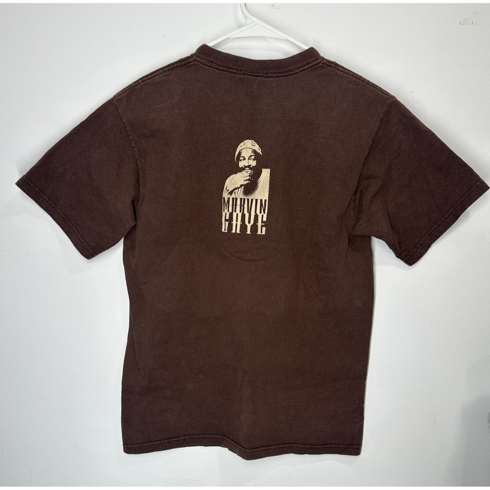 Vintage Y2k Zion 2004 Marvin Gaye Double Sided Portrait T Shirt Brown - Small - Picture 4 of 6